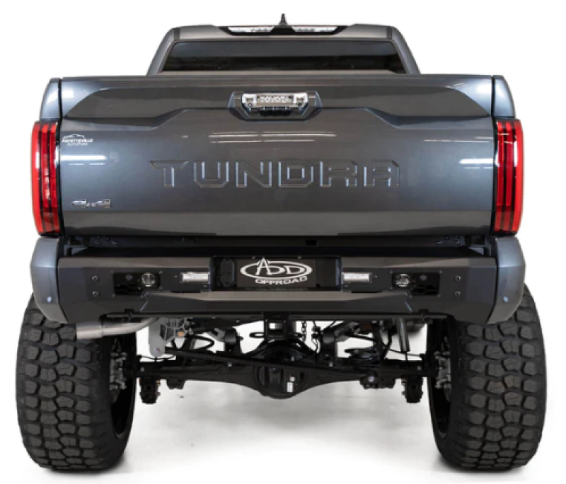 Toyota Tundra Bumper - Rear - Addictive Desert Designs - Stealth Fighter - Hammered Black Powder Coat with Satin Black Aluminum Accent Panels - `22-`27